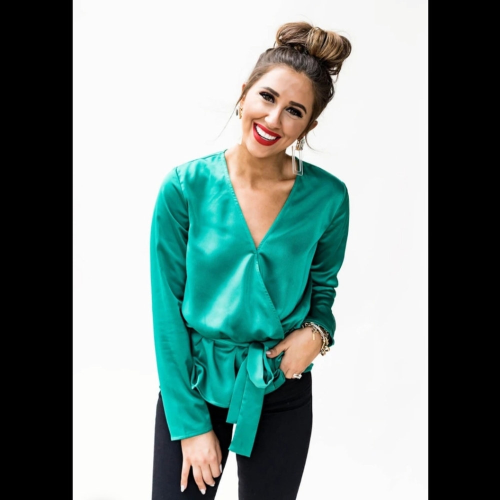 Satin Faux Wrap Top